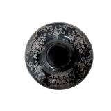 Vintage Black Amethyst Glass Plate with Sterling S