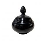 Black Amethyst Glass Lidded Jar, 5 Inches Tall