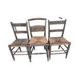 Three Hitchcock-Style Grain-Painted Chairs with Ru