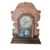 Wooden Mantle Clock with Decorative Dial and Pendu