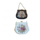 Two Vintage-Style Floral Needlepoint Evening Purse