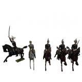 Five Painted Lead Toy Soldiers on Horseback