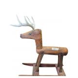 Wooden Rocking Deer Toy with Carved Antlers