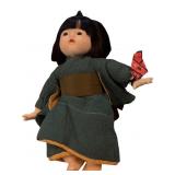 Japanese Doll with Green Kimono and Red Accessorie