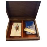 Decatur Industries Wooden Box with Playing Cards a