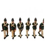 Six Painted Lead Toy Soldiers in Green and White U