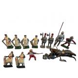 11 Painted Lead Medieval Knights and Horse Figure