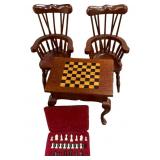 Miniature Chess Set with Table and Two Chairs, Mad