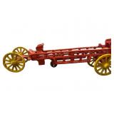Cast Iron Red Hose Cart Toy with Yellow Spoked Whe