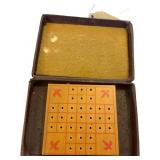 Vintage Wooden Peg Solitaire Game in Leatherette B