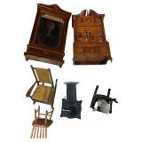 Miniature Wooden Furniture and Accessories, Signed