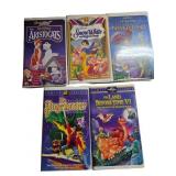 5 Assorted VHS Tapes Featuring Disney and Animated