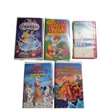 Five VHS Tapes Including Disney Classics and Famil