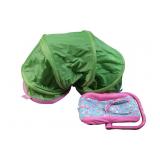 Green Foldable Play Tunnel and Pink Fabric Doll Ca