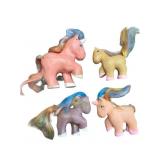 Four Vintage Plastic Toy Unicorns with Multicolore