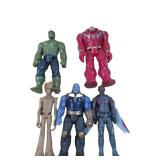 Five Action Figures Featuring Superheroes and Vill