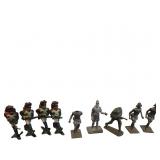 Nine Painted and Unpainted Metal Soldier Figurine
