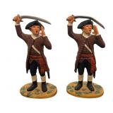 Two Hand-Painted Miltia Officers Metal Soldier Fig