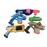 Five Toy Foam Dart Blasters from Nerf and Wizard