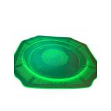 Green Uranium Glass Pressed Pattern Plate, 10-Inch