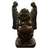 Carved Resin Figurine of Laughing Buddha with Rais
