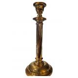 Polished Brass Candlestick Holder with Circular Ba