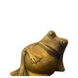 Solid Brass Frog Figurine with Relaxed Pose
