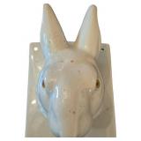 White Ceramic Rabbit Head Wall Mount with Yellow E