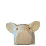 Wall-Mounted Ceramic Pig Head with Yellow Glass Ey