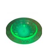 Green Uranium Glass Footed Bowl with Etched Deb169