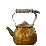 Copper Teapot with Painted Ceramic Handle and Lid