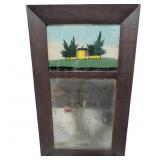 Reverse Painted Mirror with Wooden Frame, 20 in x