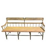 Antique American Painted Windsor Deaconï¿½s Bench wi