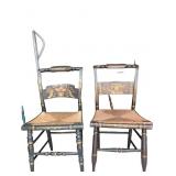 Vintage Hitchcock Stenciled Crownback Chair with H