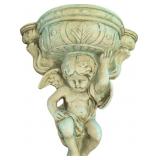 Vintage Plaster Cherub Wall Sconce Shelf in Baroqu