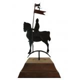 Metal Figure of Mounted Knight on Wooden Base
