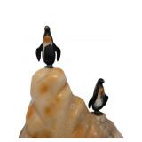 Alabaster Penguin Lamp with Dual Figurines on Moun