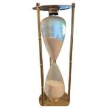 Vintage Mid-Century Brass-Framed Hourglass with Wh