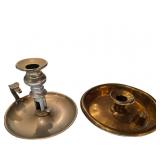 Metal Chamberstick Candle Holders in Brass and Sil