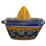 Italian Hand-Painted Ceramic Citrus Juicer with Fl
