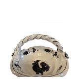 Grazia Deruta Italian Ceramic Basket with Black Ro