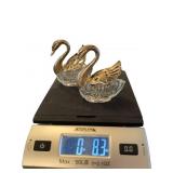 Cut Glass and Silver Swan Salt Cellars, Marked Ita