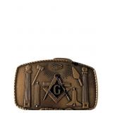 Brass Masonic Belt Buckle with Fraternal Motifs, 2
