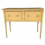 Yellow-Painted Wood Console Table With Two Drawers