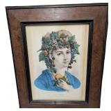 Framed 19th-Century Hand-Colored Lithograph ï¿½Autum