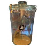 Vintage Glass Humidor With Brass Lid Fastener and
