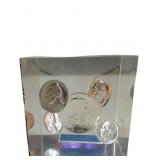 US Proof Coin Set Encased in 2.5-Inch Lucite Block