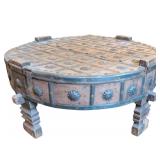 Wooden Grinder Chakki Table With Brown Finish, 27.