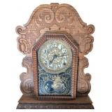 Wooden Mantle Clock with Decorative Dial and Pendu