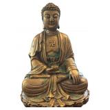 Gilded Bronze Buddha Statue with Lotus Base